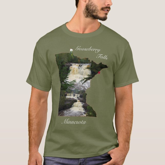 Letras blancas de la camisa de Gooseberry Falls (Anverso)
