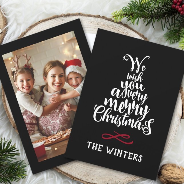 Letras de árbol de Navidad en blanco y negro rojo  (Subido por el creador)