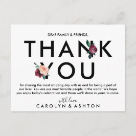 Letras de flor | Maroon Gracias Tarjeta De Recepci