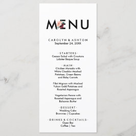 Letras de flor | Tarjeta de menú de la cena de Mar