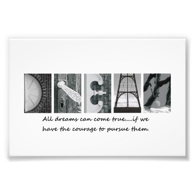 Letras de fotografía del alfabeto de sueño 4x6 (Frente)