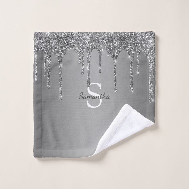 Letras de Monograma con Brillo de Plata (Toallita)