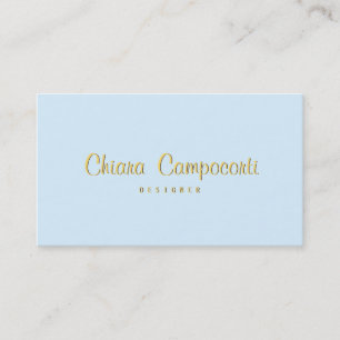 Letras de oro azules de la tarjeta de visita