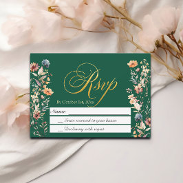 Letras de oro Flores silvestres Boda RSVP