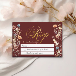 Letras de oro Flores silvestres Boda RSVP