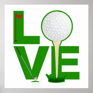 Letras del verde de la impresión del golf del AMOR