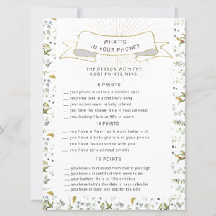 letras doradas florales tarjeta de juego de teléfo
