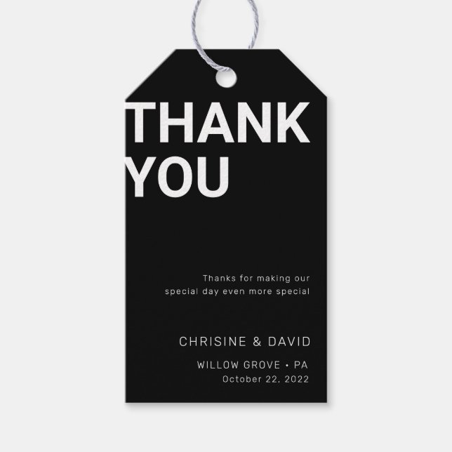 Letras en negrita simple Favor de la boda Etiqueta (Anverso)