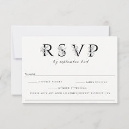 Letras Florales Boda RSVP Con Nota Alérgica
