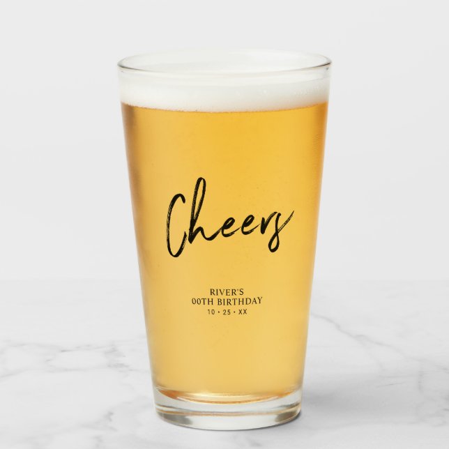 Letras Negras Cheers Favor de Cumpleaños de Adulto (Anverso (lleno))
