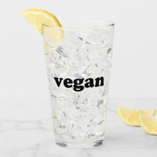 letras negras "veganas" vaso de vidrio