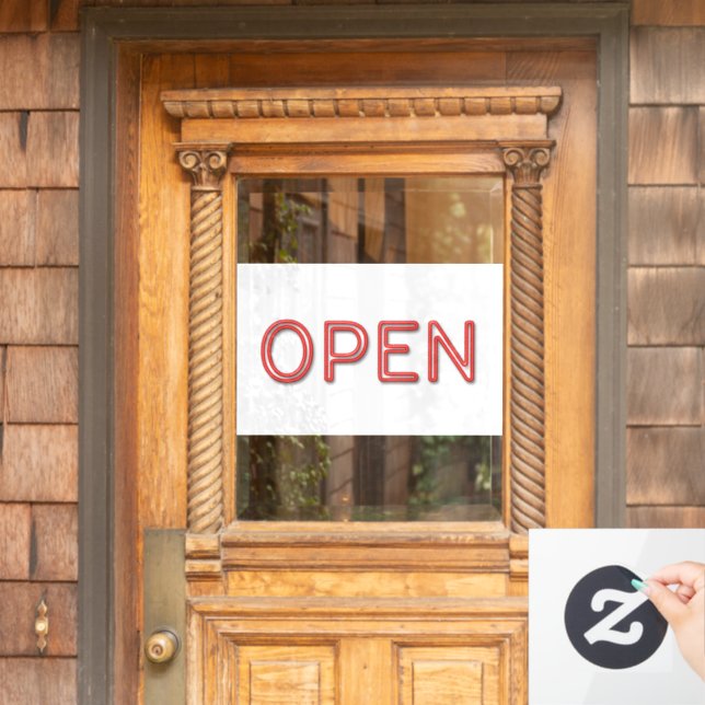 Letras neón rojas de negocio Señal de puerta abier (Puerta de casa)