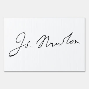 Letrero Autografo de firma Sir Isaac Newton