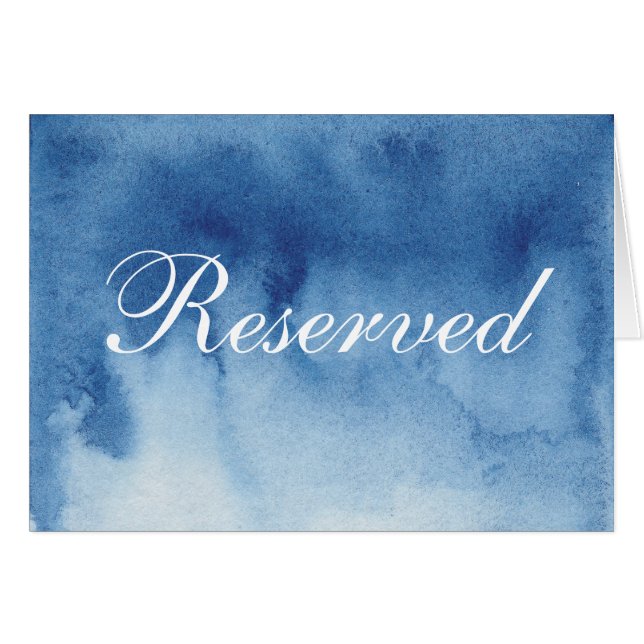 Letrero azul reservado acuarela. Boda moderna (Anverso (Horizontal))