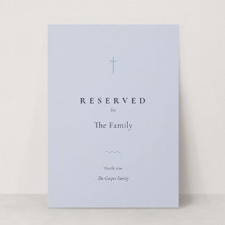 Letrero de Asientos Reservados Cruz Cristiana Azul
