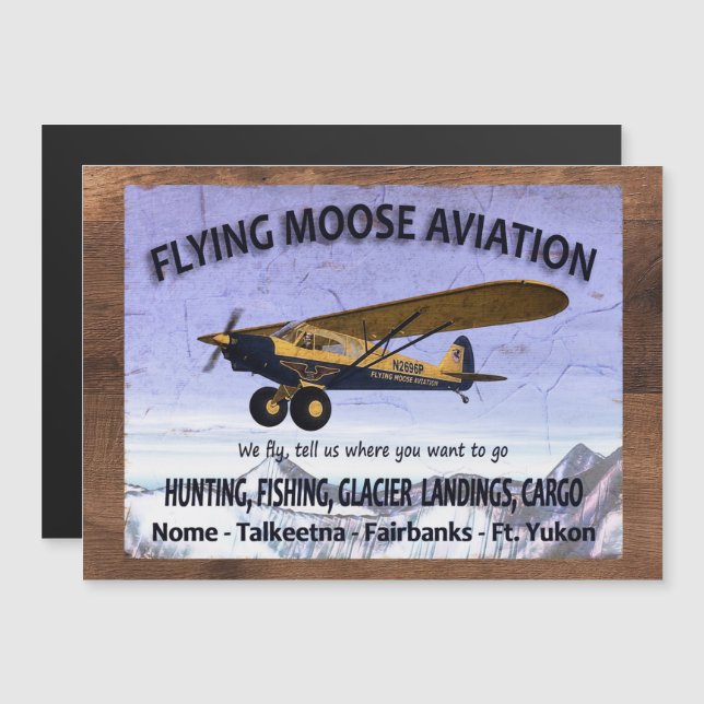 Letrero de Aviación Vintage Flying Moose (Anverso/Reverso)