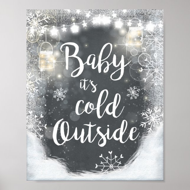 Letrero de Bebé Hace Frío Afuera Decoración de Inv (Frente)