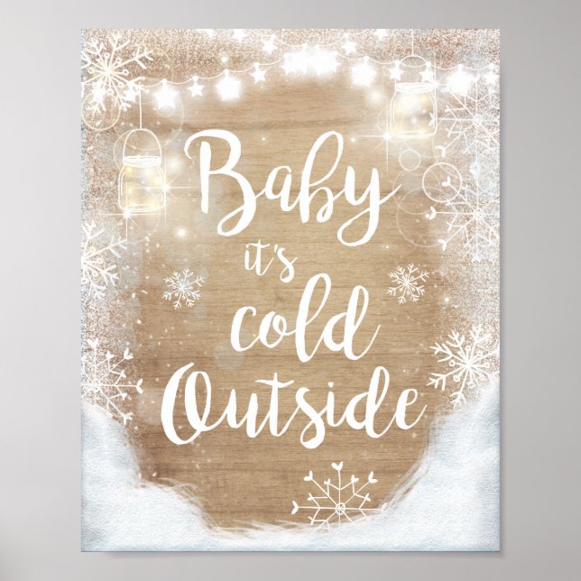 Letrero de Bebé Hace Frío Afuera Decoración de Inv (Frente)
