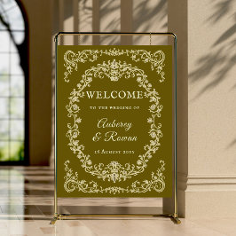 Letrero de bienvenida de boda botánico vintage 2 e