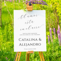 Letrero de Bienvenida de Boda de Amor Minimalista