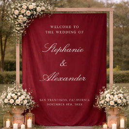 Letrero de bienvenida de boda de tela personalizad