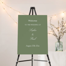 Letrero de Bienvenida de Boda Elegante Verde Salvi