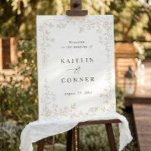 Letrero de bienvenida de boda en beige Toile Franc
