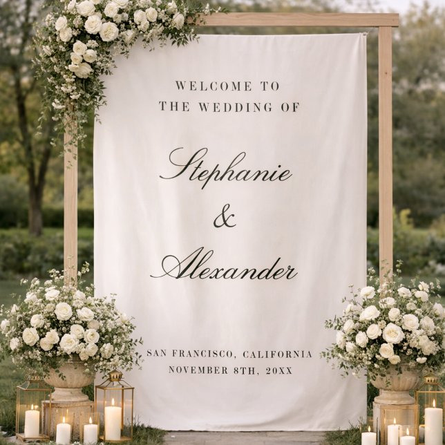 Letrero de Bienvenida de Boda en Tela Personalizad (Subido por el creador)