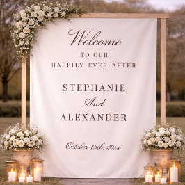 Letrero de Bienvenida de Boda en Tela Personalizad