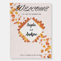 Letrero de bienvenida de boda inspirado en otoño