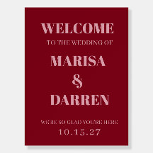 Letrero de Bienvenida de Boda Personalizado Rosa y