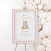 Letrero de bienvenida para baby shower de osito de