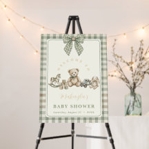 Letrero de Bienvenida Verde Menta para Baby Shower