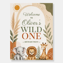 Letrero de Bienvenida Wild One Safari | Primer Cum