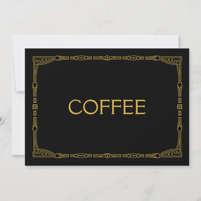 Letrero de Boda al Estilo Art Déco "Café" Dorado (Anverso)
