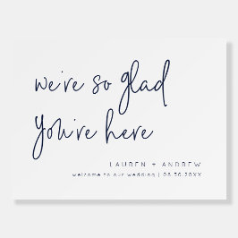 Letrero de boda Azul Marino Nos Alegra que Estés A