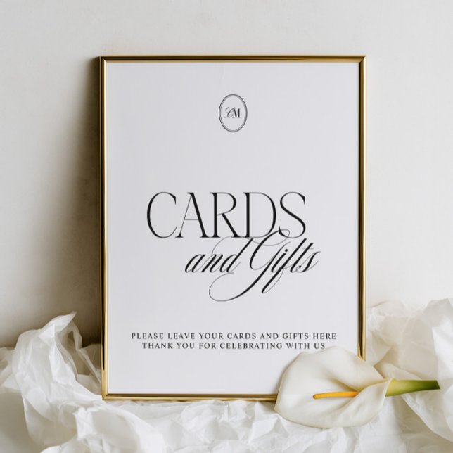 Letrero de Boda Clásico con Tinta y Tarjetas Blanc (Classic Ink & Soft White Cards & Gift Wedding Sign)