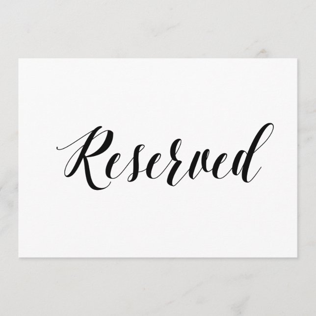 Letrero de Boda de Estilo Caligráfico "Reservado" (Anverso)