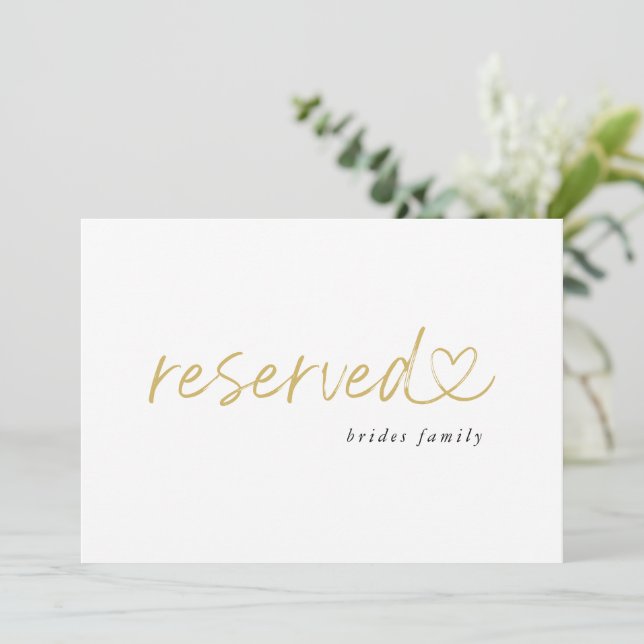 Letrero de boda reservada minimalista moderno (Anverso de pie)