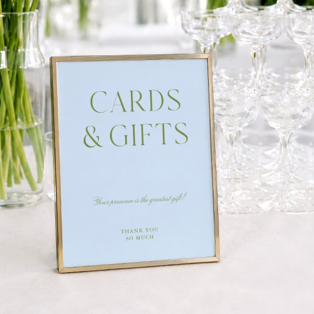 Letrero de Boda Tarjetas y Regalos Verde y Azul Sa (Sage Green & Blue Cards & Gifts Wedding Sign)
