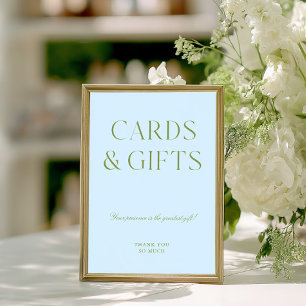 Letrero de Boda Tarjetas y Regalos Verde y Azul Sa