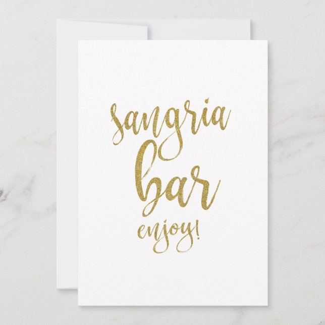Letrero de Bodas Asequible Sangria Bar Dorado Bril (Anverso)