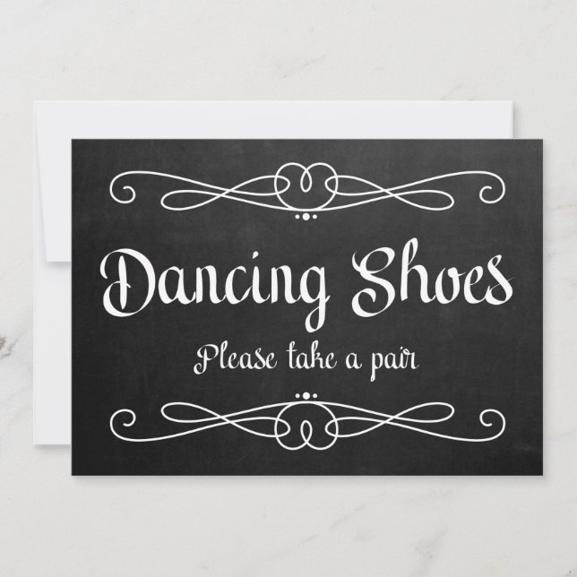 Letrero de Bodas de Pizarra "Zapatos de Baile" (Anverso)