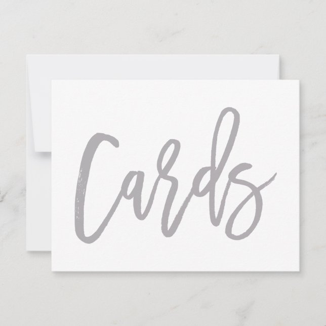 Letrero de Bodas Plateado Chic Mano Letras Tarjeta (Anverso)