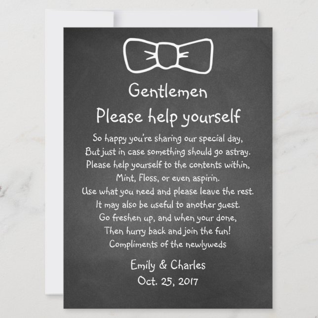 Letrero de Canasta de Boda con Estilo de Pizarra A (Anverso)