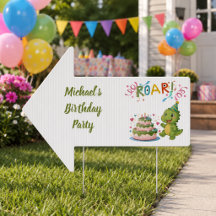 Letrero de cumpleaños personalizado de dinosaurio 