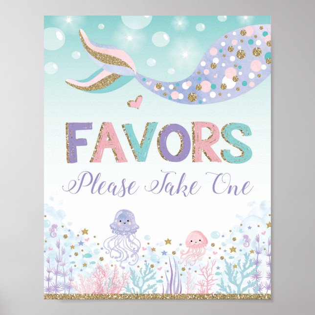 Letrero de Favoritos de Sirena Decoración de Fiest (Frente)
