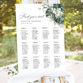 Letrero de Gráfico de Asientos de Boda de Monstera