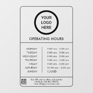 Letrero de Horario de Negocio Vinilo Negro para Ve
