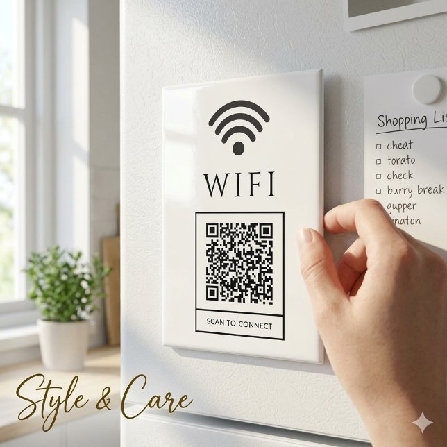 Letrero de imán de WiFi para invitados Escanea QR  (Guest WiFi Magnet Sign Scan QR for Fast Access)